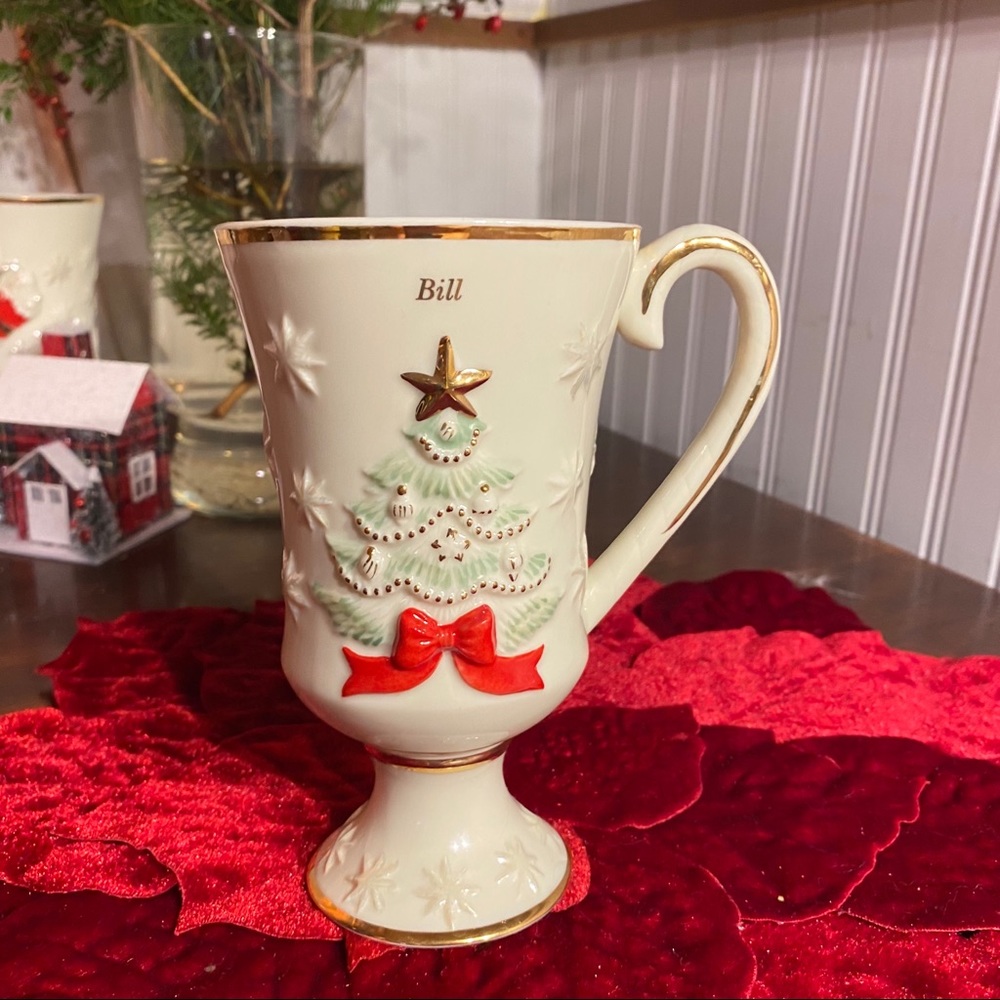 Lenox Christmas Mug Holiday Tree Bill